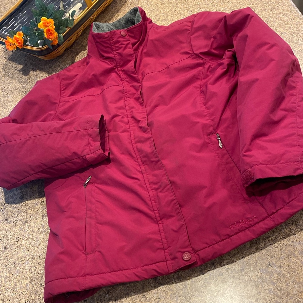 L.L. Bean Partially Fleece Lined Jacket Pink Large Regular